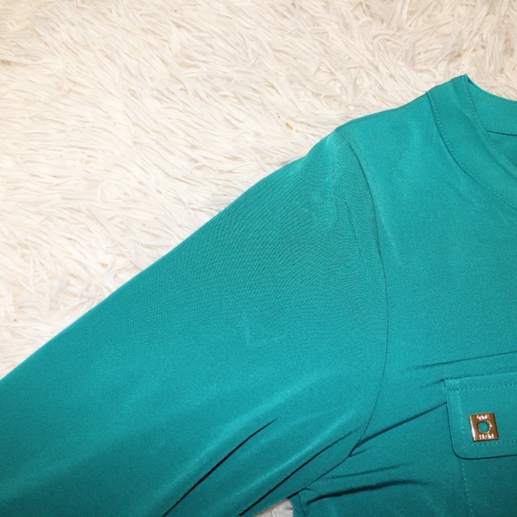 Anne Klein Emerald Green zipper blouse! Sz: S - Picture 7 of 7